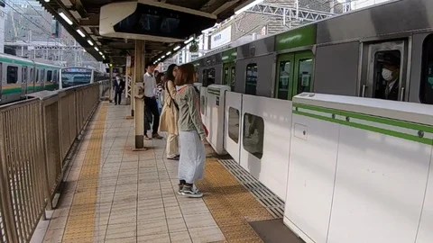 Japan Train Commuters In Slow Motion Stock Footage 96672560