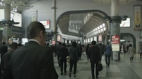 Japan Train Station Bustle Stock Footage 51410749
