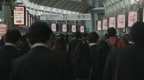 Japan Train Station Bustle Stock Footage 51410818