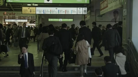 Japan Train Station Bustle Stock Footage 51410836