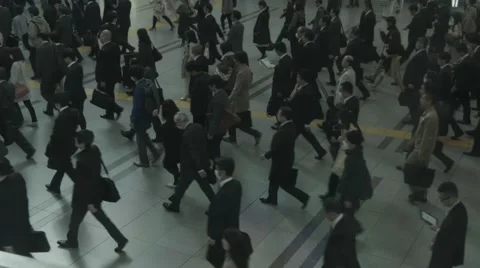 Japan Train Station Bustle Stock Footage 51410896