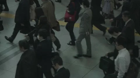 Japan Train Station Bustle Stock Footage 51410994
