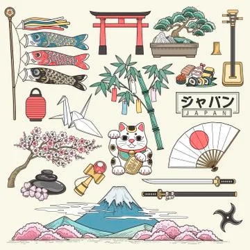 Japan travel elements collection Illustrazione stock