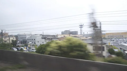 Japan view from the train window. Suburb of Tokyo. Japan railways. Vídeo Stock 91952521