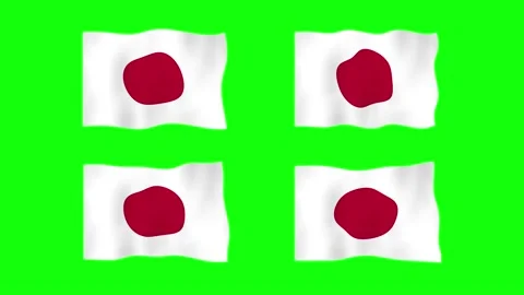 Japan Waving Flag 2D Animation on Green ... | Stock Video | Pond5