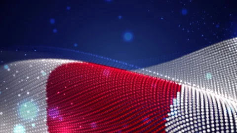 Japan waving  flag on blue background with bright flares, motion loop Stock Footage 149476367