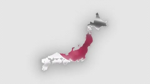 Japan Waving Flag Map with White Glowing Neon Outline on Transparent Background Vídeo Stock 338268784
