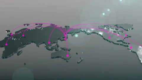 Japan to the world spread connection map animation Stock Footage 154947800