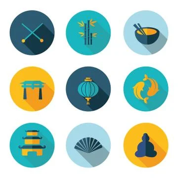 Japan,China,icons in vector format Stock Illustration