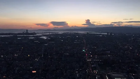 Japan，Dusk in Osaka Stock Footage 123035108