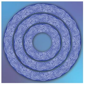 Japanes Circular Seamless Wave Pattern Vector Stock Illustration