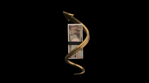 Japanese 10000 Yen notes rotating with glowing golden spiral Stock Footage 319673134