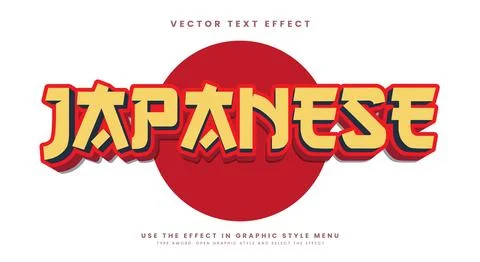 Japanese 3d editable text effect Template Stock Illustration