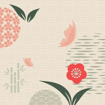 Japanese and chinese vector pattern. Asian background. Retro style. Abstract Stock Illustration