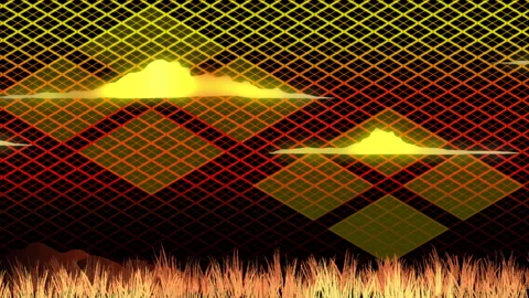 A Japanese background with clouds drifting and grass swaying at dusk (Loop) Vidéo 332911757