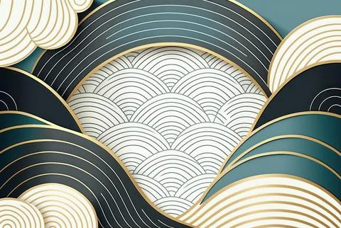 Japanese background with line wave pattern vector Stock Illustration