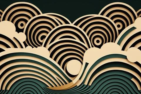 Japanese background with line wave pattern vector Stockillustratie