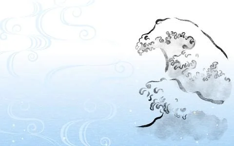 Japanese background, Rough waves in ink painting and Japanese pattern of running Stock Illustration