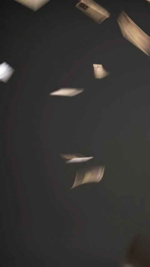 Japanese banknotes falling on a black background Stock Footage 336766144