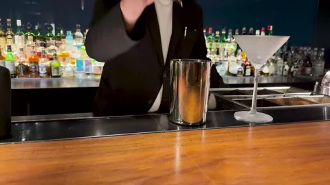 Japanese Bartender Adding Bitters to a Cocktail Shaker in Kanazawa Bar Stock Footage 336225928