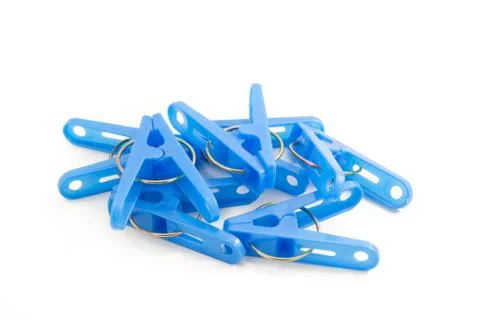 Japanese blue plastic clothespin Stock Photos