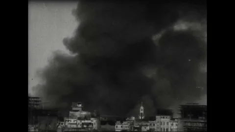 Japanese bombs explode in China during the war -1944 Video stock 83713996