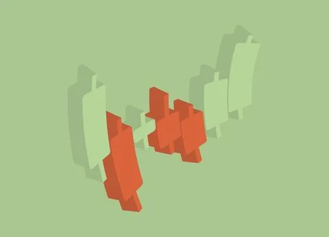 Japanese candlesticks, popular technical analysis tool used in stock, forex and Stock Illustration