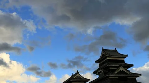 Japanese Castle with clouds in the background. Stock Footage 10566993