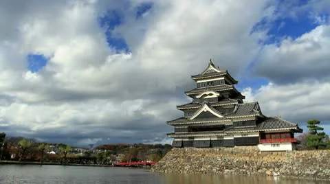 Japanese Castle with clouds in the background. Timelapse. Stock Footage 10566978