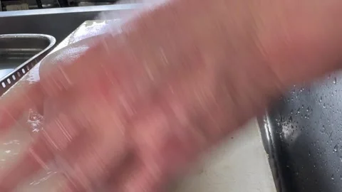 Japanese Chef Cutting a Fish Head and Collar with a Deba Knife, Izakaya Japan Stock Footage 345057253