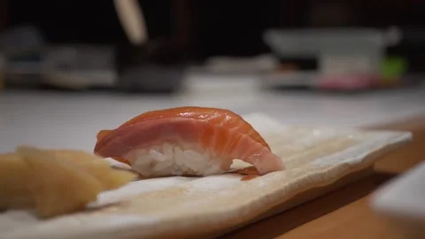 Japanese Chef serving a Sushi 스톡 동영상 238507960