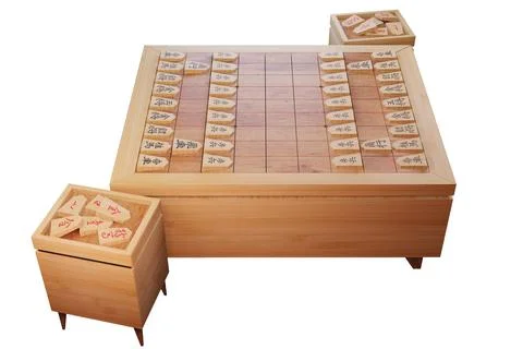 The Japanese chess isolated white background, Word that is written in the pie Stock Illustration