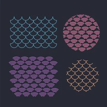 Japanese circle pattern. Wave pattern. Sea japan pattern イラスト素材