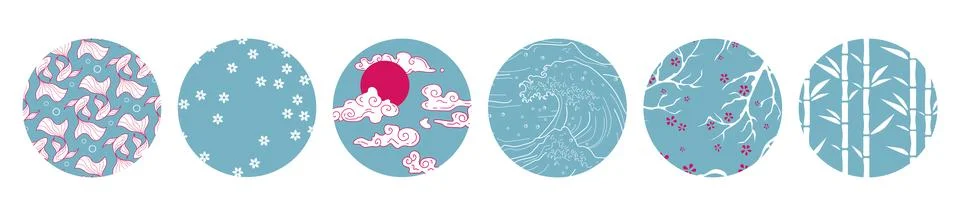 Japanese circle patterns collection Stock Illustration