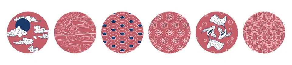 Japanese circle patterns collection Stock Illustration