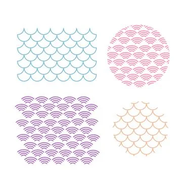 Japanese circle vector pattern. Wave pattern. Sea japan pattern vector Stock Illustration