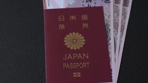Japanese citizen passport, visa document for travel, immigration or tourism. Jap Stock Footage 319826085