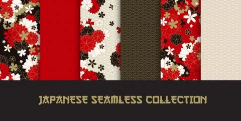 Japanese classic seamless pattern set Stock Illustration