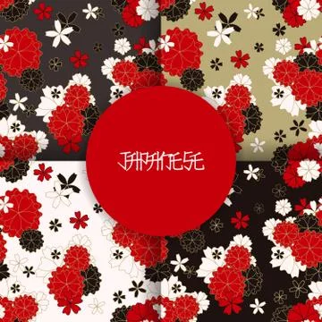 Japanese classic seamless pattern set Stock Illustration