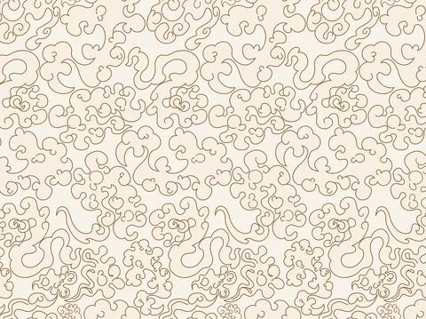 Japanese cloud pattern. Seamless asian background with abstract waves. Beige Stock Illustration