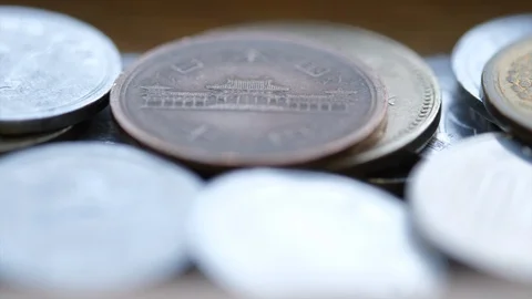 Japanese coin Stock Footage 100855805