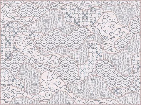 Japanese combination seamless pattern, Abstract background, Decorative wall.. Illustrazione stock