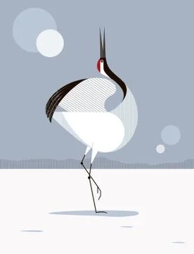 Japanese Crane Love Dance Stock Illustration