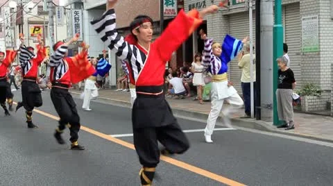 Japanese dancers. Stock Footage