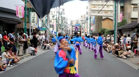 Japanese dancers. Stock Footage 8961817