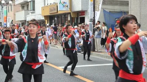 Japanese dancers. Stock Footage