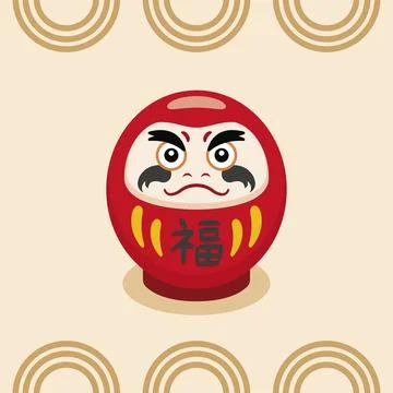 Japanese daruma doll pattern. Vector Stock Illustration