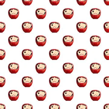 Japanese daruma dolls repeating pattern representing perseverance Stock Illustration