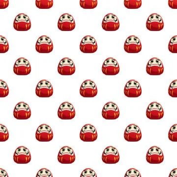 Japanese daruma dolls repeating seamless pattern Stock Illustration