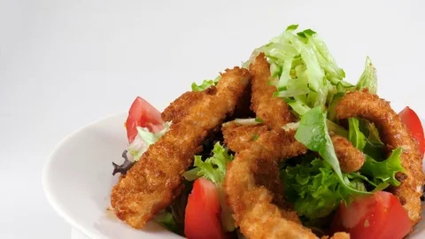 Japanese deep fried pork or Tonkatsu with vegetables Vídeos de archivo 78184798